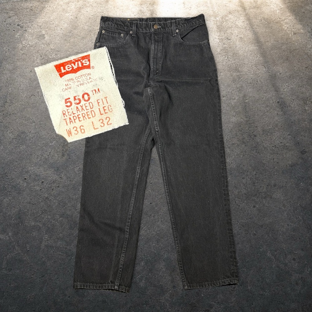 Vintage Levis 550 Relaxed Fit Tapered Leg Black Jeans W36 L32 90s Skater Baggy
